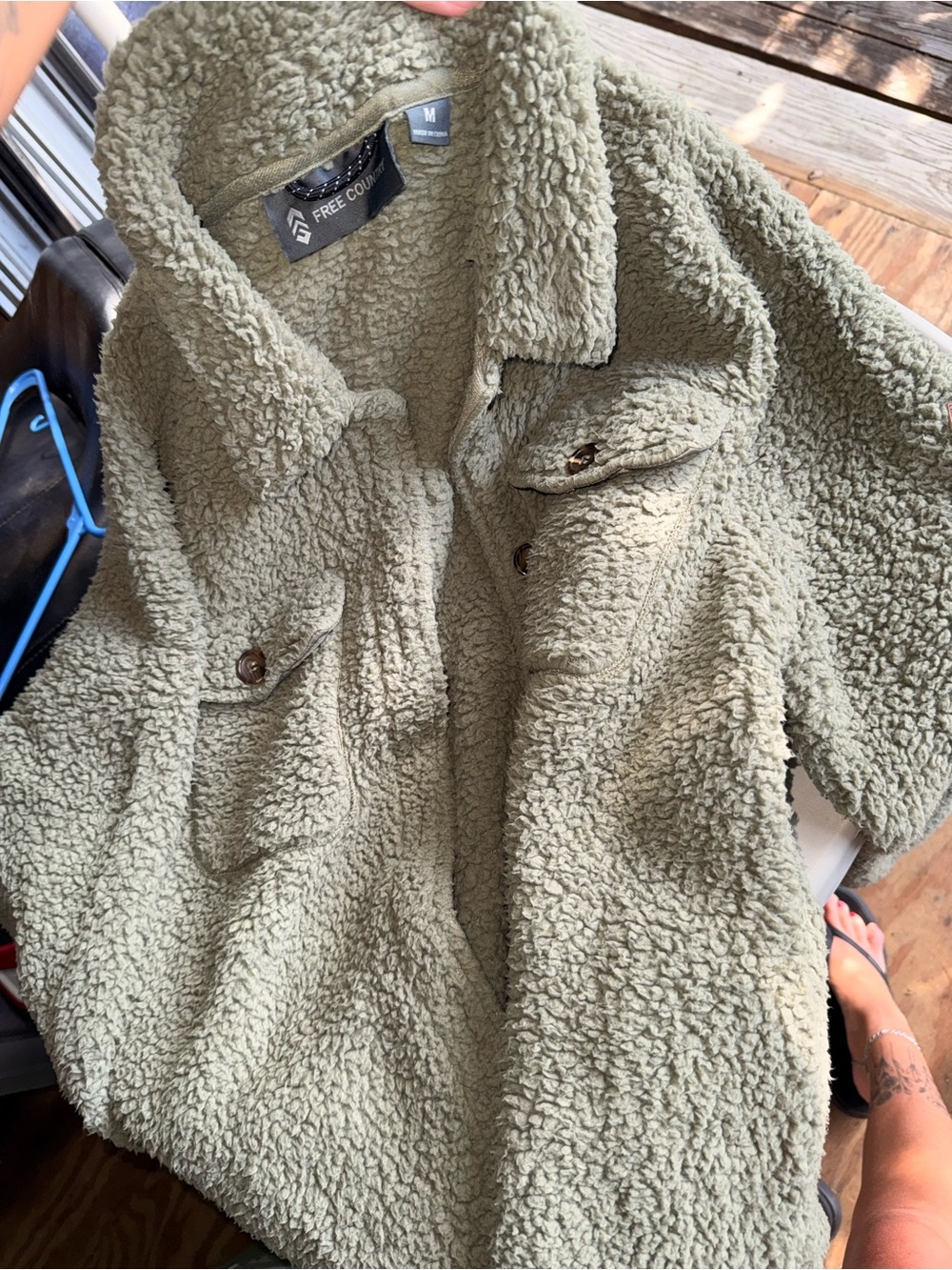 Free Country Soft Olive Teddy Sherpa Jacket